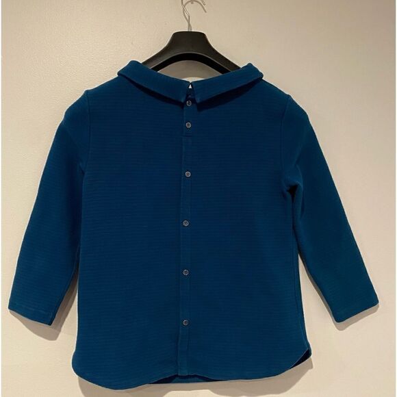 Talbots Teal Textured 3/4 Sleeve Button Back Top Size Small - Picture 3 of 5